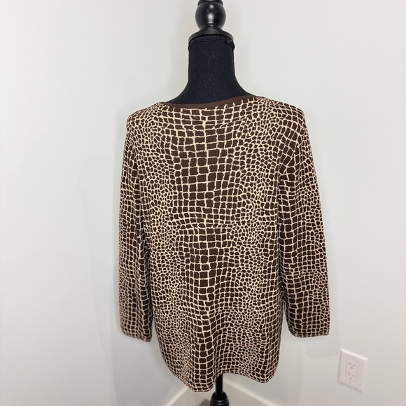 Jones New York Collection Knit Brown One Button Cardigan - Picture 5 of 7